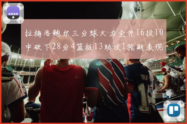 拉梅洛鲍尔三分球火力全开16投10中砍下28分4篮板13助攻1抢断表现惊艳